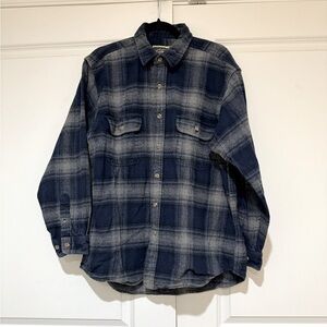 Field & Stream Flannel Shirt Mens L Shacket Chamois Button Down plaid VTG